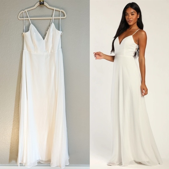 NWOT Romantic Ways White Lace Button Back Maxi Dress - Picture 1 of 8